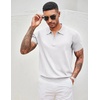 image:imageCOOFANDY Mens Zipper Polo Shirt Casual Knit Short Sleeve Polo Golf T ShirtSolid 01 White