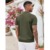 image:imageCOOFANDY Mens Zipper Polo Shirt Casual Knit Short Sleeve Polo Golf T ShirtSolid Army Green