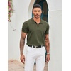 image:imageCOOFANDY Mens Zipper Polo Shirt Casual Knit Short Sleeve Polo Golf T ShirtSolid Army Green