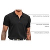 image:imageCOOFANDY Mens Zipper Polo Shirt Casual Knit Short Sleeve Polo Golf T ShirtSolid Black