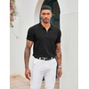 image:imageCOOFANDY Mens Zipper Polo Shirt Casual Knit Short Sleeve Polo Golf T ShirtSolid Black