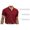 image:imageCOOFANDY Mens Zipper Polo Shirt Casual Knit Short Sleeve Polo Golf T ShirtSolid Wine Red