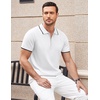 image:imageCOOFANDY Mens Zipper Polo Shirt Casual Knit Short Sleeve Polo Golf T ShirtWhite