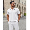 image:imageCOOFANDY Mens Zipper Polo Shirt Casual Knit Short Sleeve Polo Golf T ShirtWhite