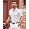 image:imageCOOFANDY Mens Zipper Polo Shirt Casual Knit Short Sleeve Polo Golf T ShirtWhite