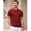 image:imageCOOFANDY Mens Zipper Polo Shirt Casual Knit Short Sleeve Polo Golf T ShirtWine Red