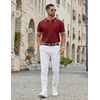 image:imageCOOFANDY Mens Zipper Polo Shirt Casual Knit Short Sleeve Polo Golf T ShirtWine Red