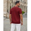 image:imageCOOFANDY Mens Zipper Polo Shirt Casual Knit Short Sleeve Polo Golf T ShirtWine Red