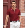 image:imageCOOFANDY Mens Zipper Polo Shirt Casual Knit Short Sleeve Polo Golf T ShirtWine Red