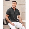 image:imageCOOFANDY Mens Zipper Polo Shirt Casual Knit Short Sleeve Polo Golf T ShirtZstripes Black