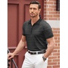 image:imageCOOFANDY Mens Zipper Polo Shirt Casual Knit Short Sleeve Polo Golf T ShirtZstripes Black