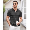 image:imageCOOFANDY Mens Zipper Polo Shirt Casual Knit Short Sleeve Polo Golf T ShirtZstripes Black