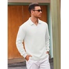 image:imageCOOFANDY Polo Shirts for Men Heavyweight Cotton V Neck Long SleeveAll White