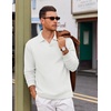 image:imageCOOFANDY Polo Shirts for Men Heavyweight Cotton V Neck Long SleeveAll White