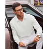 image:imageCOOFANDY Polo Shirts for Men Heavyweight Cotton V Neck Long SleeveAll White