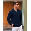 image:imageCOOFANDY Polo Shirts for Men Heavyweight Cotton V Neck Long SleeveAnavy Blue