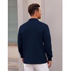 image:imageCOOFANDY Polo Shirts for Men Heavyweight Cotton V Neck Long SleeveAnavy Blue