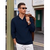 image:imageCOOFANDY Polo Shirts for Men Heavyweight Cotton V Neck Long SleeveAnavy Blue