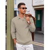 image:imageCOOFANDY Polo Shirts for Men Heavyweight Cotton V Neck Long SleeveBeige
