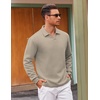image:imageCOOFANDY Polo Shirts for Men Heavyweight Cotton V Neck Long SleeveBeige