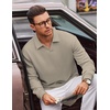 image:imageCOOFANDY Polo Shirts for Men Heavyweight Cotton V Neck Long SleeveBeige