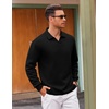 image:imageCOOFANDY Polo Shirts for Men Heavyweight Cotton V Neck Long SleeveBlack