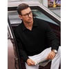 image:imageCOOFANDY Polo Shirts for Men Heavyweight Cotton V Neck Long SleeveBlack