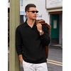 image:imageCOOFANDY Polo Shirts for Men Heavyweight Cotton V Neck Long SleeveBlack