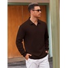 image:imageCOOFANDY Polo Shirts for Men Heavyweight Cotton V Neck Long SleeveBrown