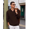 image:imageCOOFANDY Polo Shirts for Men Heavyweight Cotton V Neck Long SleeveBrown
