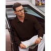 image:imageCOOFANDY Polo Shirts for Men Heavyweight Cotton V Neck Long SleeveBrown