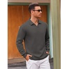 image:imageCOOFANDY Polo Shirts for Men Heavyweight Cotton V Neck Long SleeveDark Grey