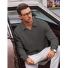 image:imageCOOFANDY Polo Shirts for Men Heavyweight Cotton V Neck Long SleeveDark Grey