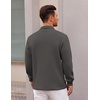 image:imageCOOFANDY Polo Shirts for Men Heavyweight Cotton V Neck Long SleeveDark Grey