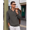 image:imageCOOFANDY Polo Shirts for Men Heavyweight Cotton V Neck Long SleeveDark Grey