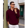 image:imageCOOFANDY Polo Shirts for Men Heavyweight Cotton V Neck Long SleeveDark Red