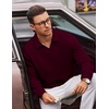 image:imageCOOFANDY Polo Shirts for Men Heavyweight Cotton V Neck Long SleeveDark Red