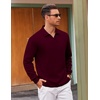 image:imageCOOFANDY Polo Shirts for Men Heavyweight Cotton V Neck Long SleeveDark Red