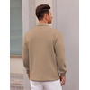 image:imageCOOFANDY Polo Shirts for Men Heavyweight Cotton V Neck Long SleeveKhaki