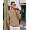 image:imageCOOFANDY Polo Shirts for Men Heavyweight Cotton V Neck Long SleeveKhaki