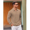 image:imageCOOFANDY Polo Shirts for Men Heavyweight Cotton V Neck Long SleeveKhaki