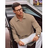image:imageCOOFANDY Polo Shirts for Men Heavyweight Cotton V Neck Long SleeveKhaki