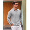 image:imageCOOFANDY Polo Shirts for Men Heavyweight Cotton V Neck Long SleeveLight Grey