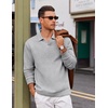 image:imageCOOFANDY Polo Shirts for Men Heavyweight Cotton V Neck Long SleeveLight Grey