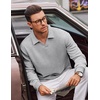 image:imageCOOFANDY Polo Shirts for Men Heavyweight Cotton V Neck Long SleeveLight Grey