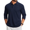 image:imageCOOFANDY Mens Knit Polo Shirt Long Sleeve Polo Sweaters Casual Golf ShirtsNavy Blue