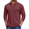 image:imageCOOFANDY Mens Long Sleeve Polo Shirt Casual Polo Tshirt Collared Golf ShirtWine Red