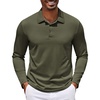 image:imageCOOFANDY Mens Long Sleeve Polo Shirt Golf Lightweight Breathable Moisture Wicking Shirt for Business Casual Work Outdoor1 Pack Army Green