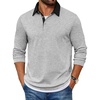image:imageCOOFANDY Mens Long Sleeve Polo Shirts Casual Button Collared Shirts Raglan Golf T ShirtLight Gray