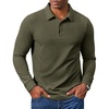 image:imageCOOFANDY Mens Long Sleeve Polo Shirts Casual Corduroy Polo TeeArmy Green